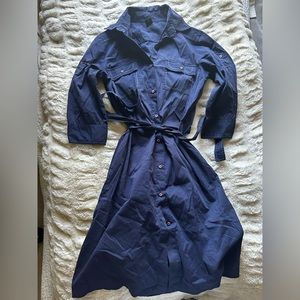 💓 U button down denim style dress long bodycon maxi small